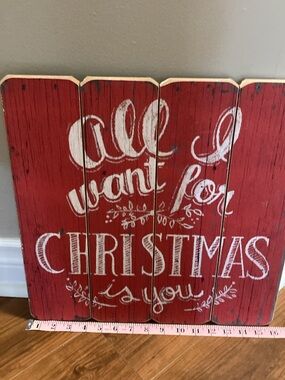 Red 'All I Want for Christmas Is You' Holiday Wall Plaque